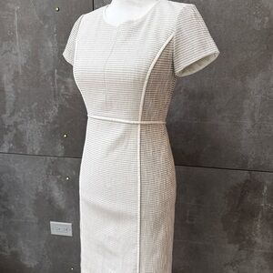 Lafayette 148 New York Cream Textured Midi Dress